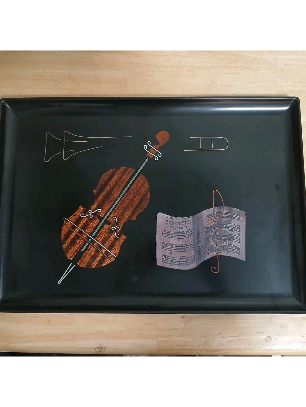 Large Couroc of Monterey Cello & Music Sheet Inlay tray - Approx 18
